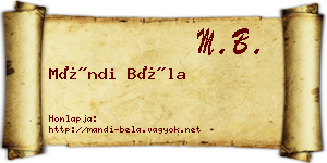 Mándi Béla névjegykártya
