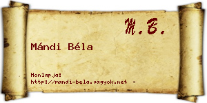 Mándi Béla névjegykártya